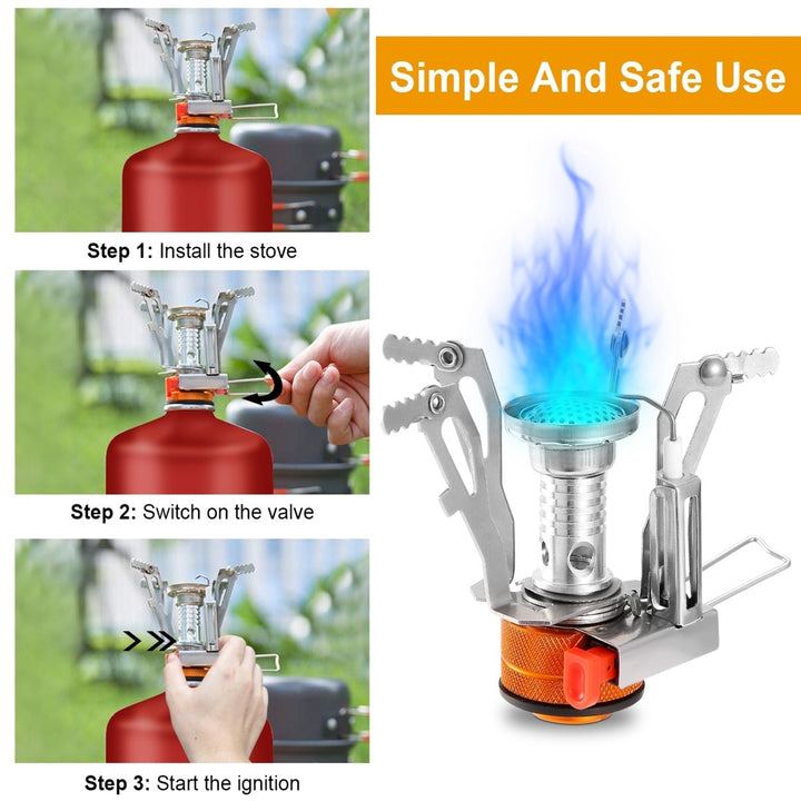 Ultralight Portable Camping Stove Stainless Steel Folding Hiking Backpacking Stove Image 6