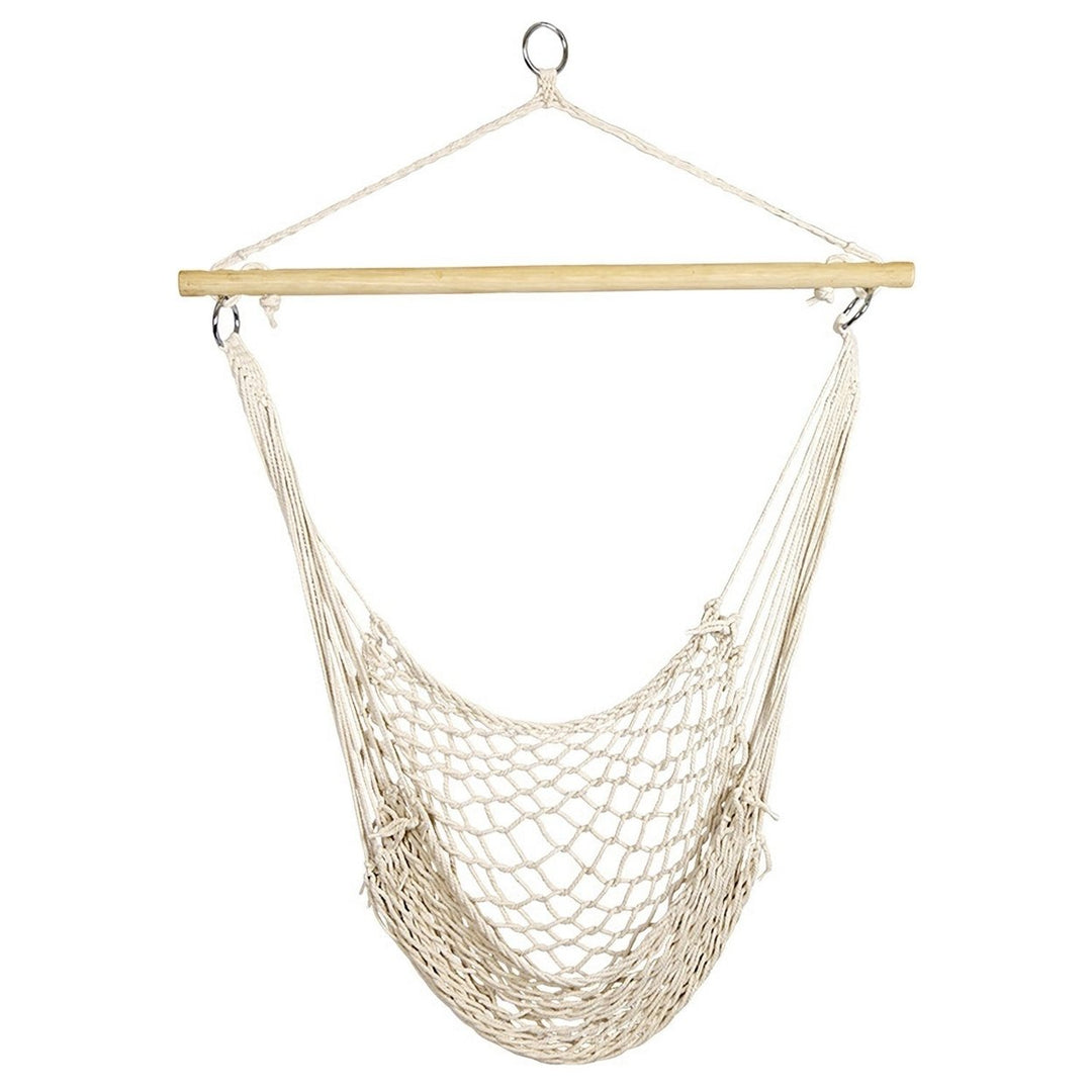 Hammock Chair Hanging Rope Seat Swing Wooden Stick 220lbs Load Image 4