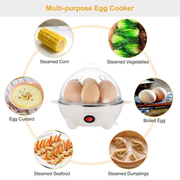 Electric Egg Cooker 7 Capacity Hard Boiled Egg Maker Stainless Steel White 350W Image 3