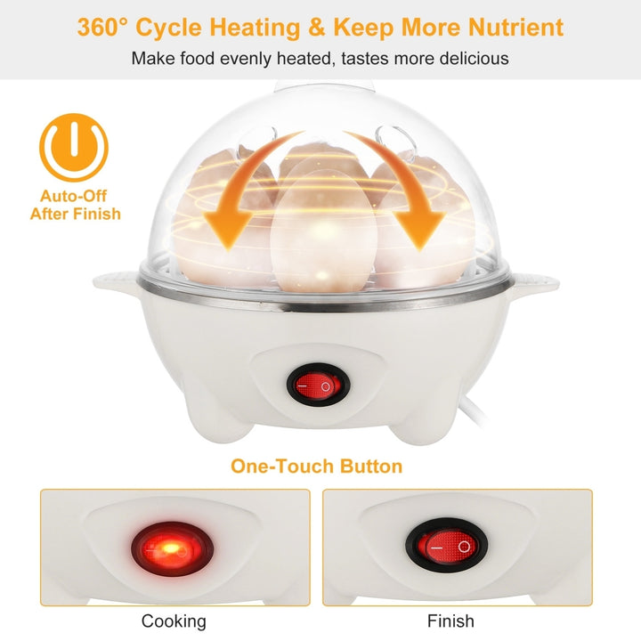 Electric Egg Cooker 7 Capacity Hard Boiled Egg Maker Stainless Steel White 350W Image 4