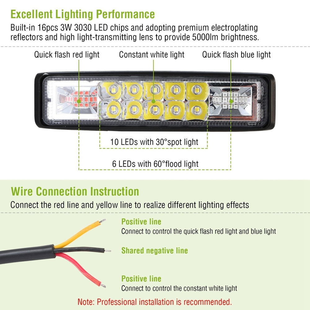 6in LED Light Bar 48W 5000lm Offroad Driving Spot Lights Work Light Image 2