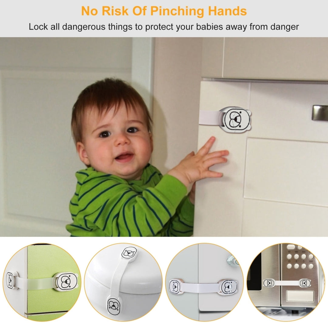 5Pcs Kids Safety Locks 5 Furniture Corner Protectors Drawer Cabinet Strap Locks Image 6