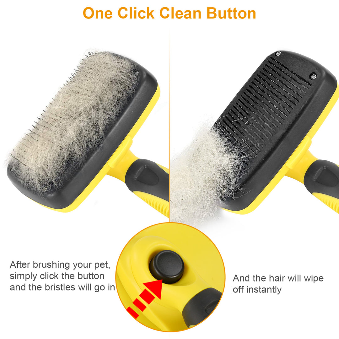 Self Cleaning Slicker Brush Pets Dogs Grooming Shedding Tools Pet Hair Grooming Remover Image 3