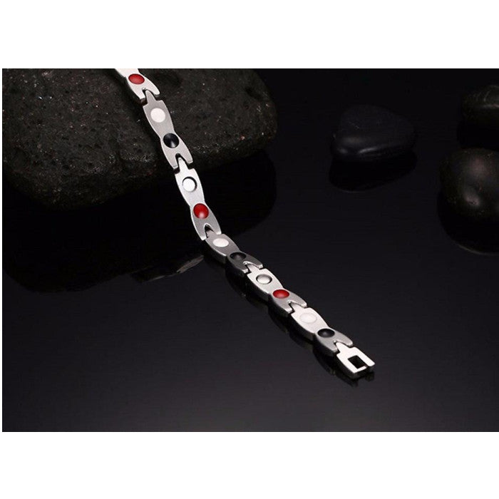 Magnetic Therapy Bracelet Elegant Steel Bracelet Jewelry Therapeutic Sliver And Gold Plated Image 4