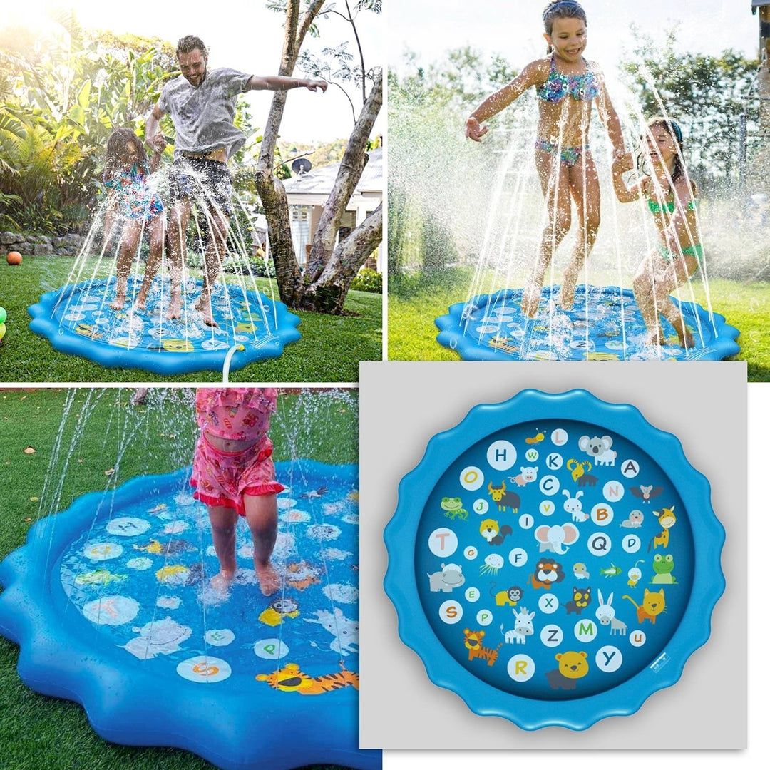 Sprinkler Splash Pad For Kids 68IN Inflatable Blow Up Pool Sprinkle Play Mat Summer Outdoor Water Toys Image 6