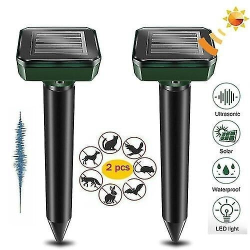 2pcs Solar Mole Groundhog Repellent Powered Deterrent Gopher Pest Chaser Image 1