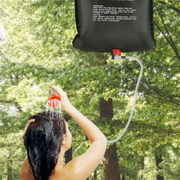 Portable Solar Shower Bag 5 Gallon Black PVC Camping Water Heater with Shower Head Image 6