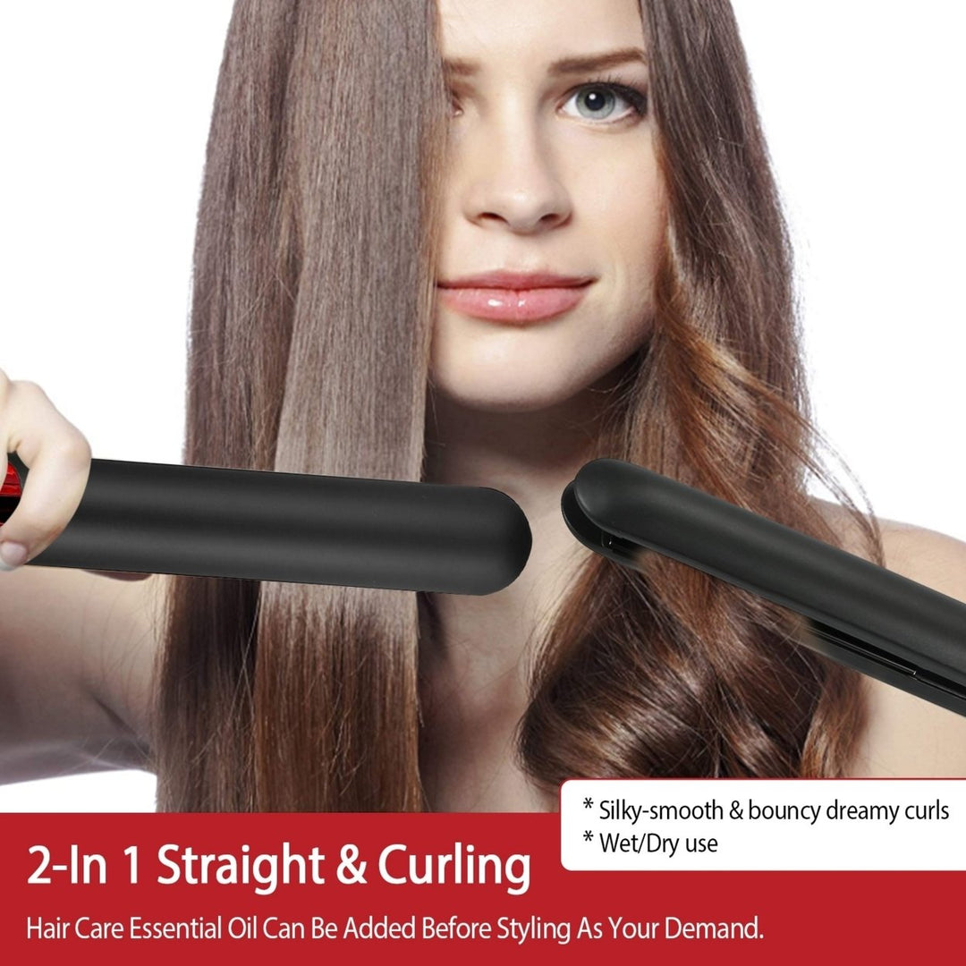 Ceramic Hair Straightener Curling Iron 2-in-1 Adjustable Temperature 4 Settings Image 2