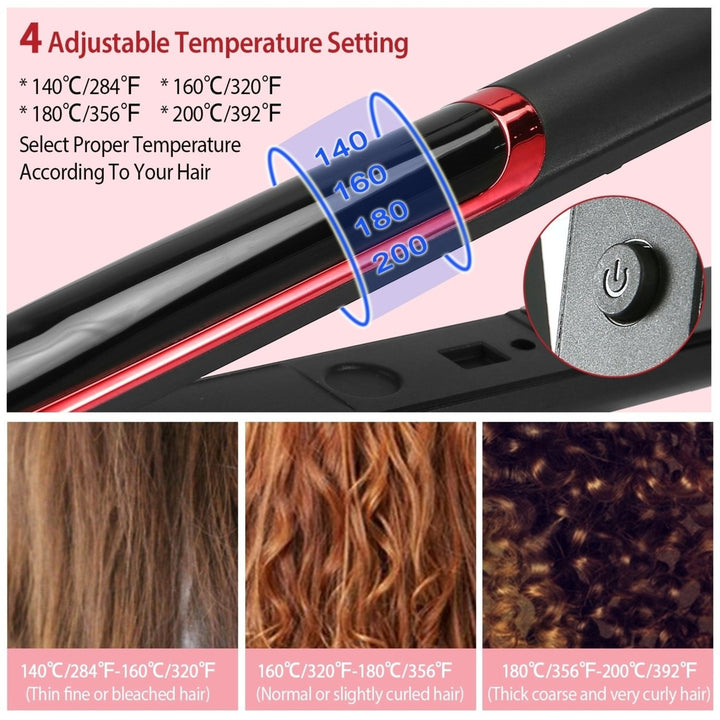 Ceramic Hair Straightener Curling Iron 2-in-1 Adjustable Temperature 4 Settings Image 4