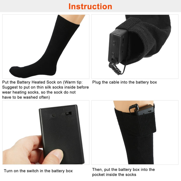 Unisex Electric Heated Socks Rechargeable Battery Heated Socks Image 3