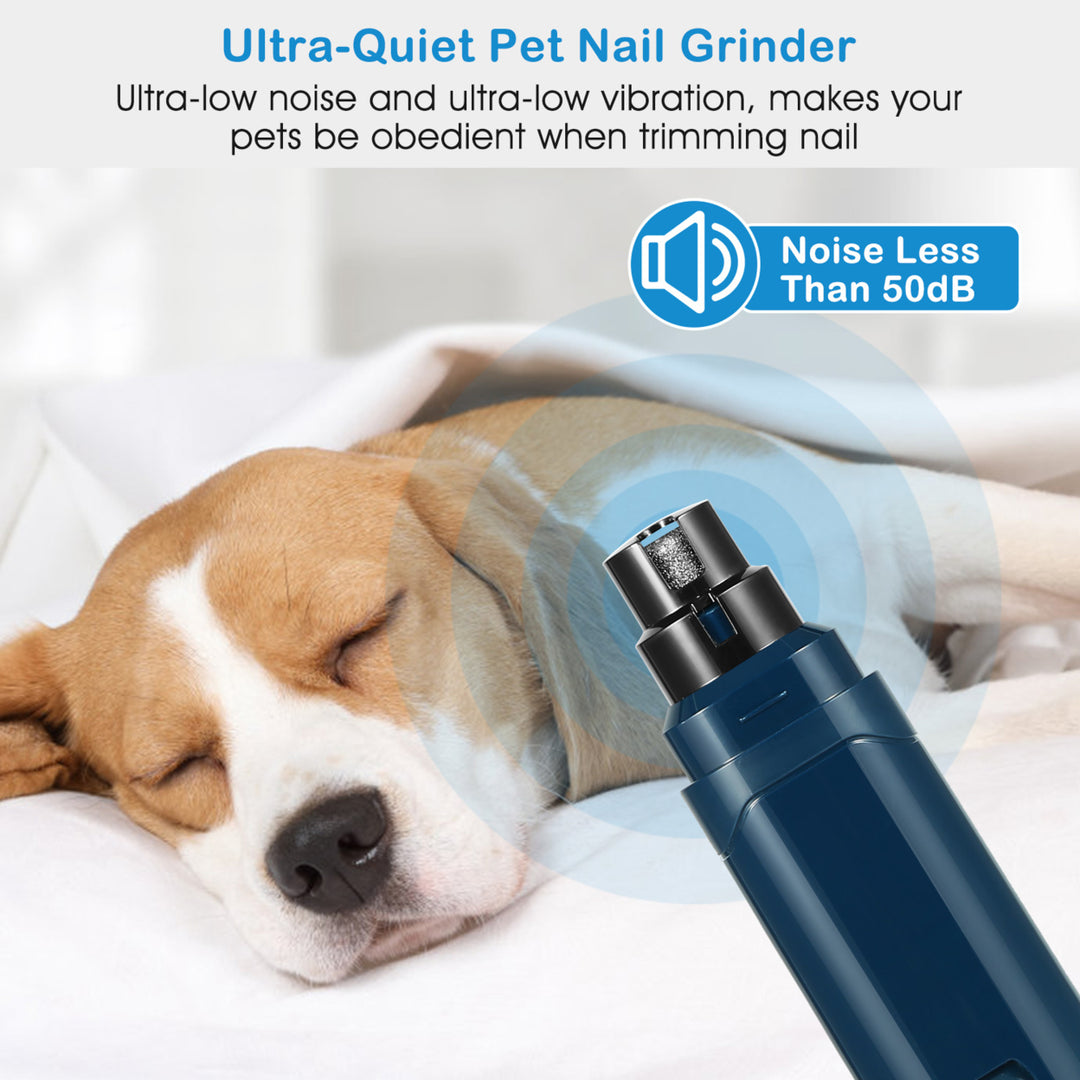 Dog Nail Grinder Rechargeable Quiet 2 Speed Diamond Bit Trimmer Deep Blue Image 4