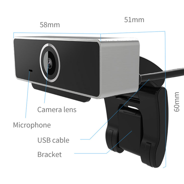 FHD 1080P USB Webcam Auto Focus Stereo Microphone 60 Degree Widescreen Black Image 4