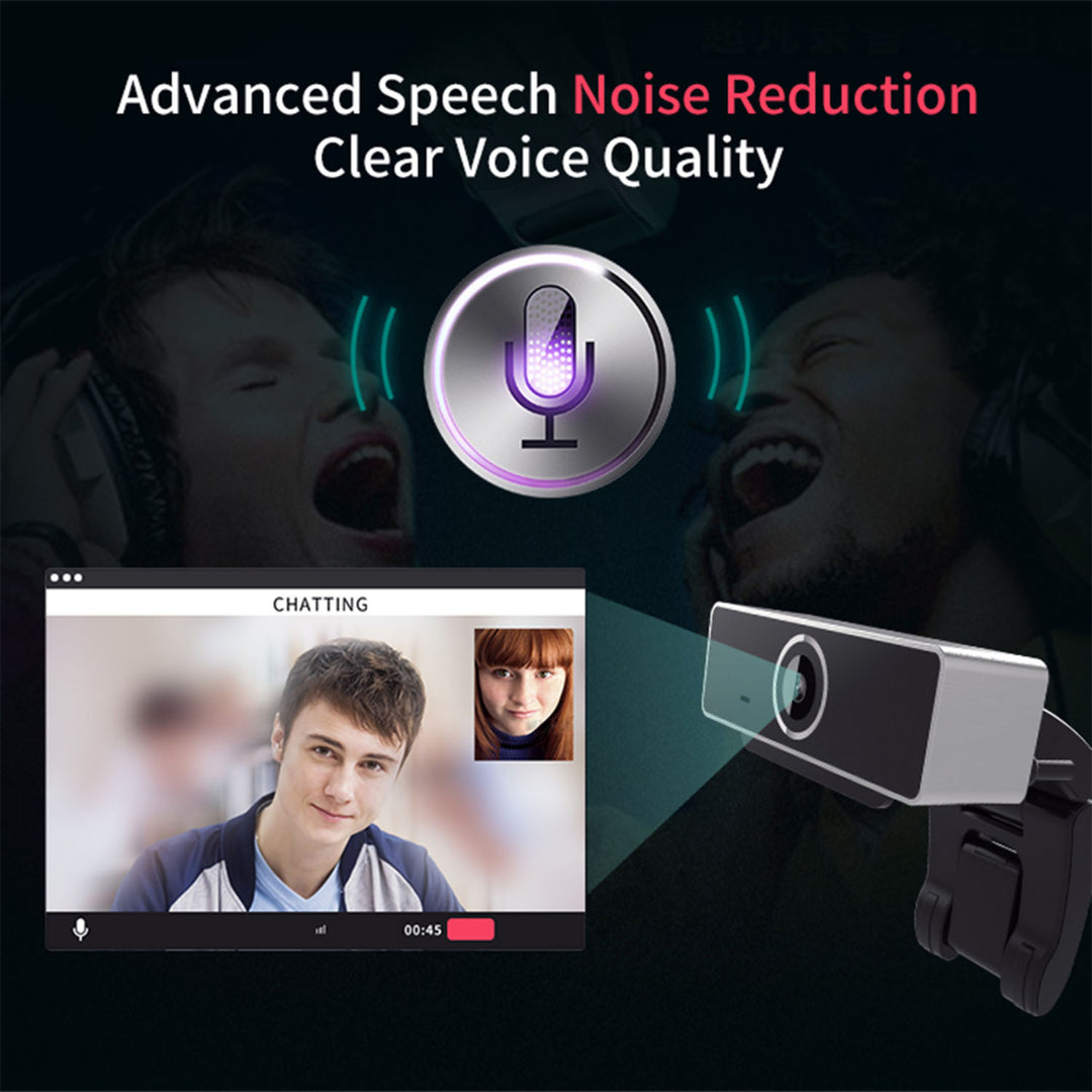 FHD 1080P USB Webcam Auto Focus Stereo Microphone 60 Degree Widescreen Black Image 6