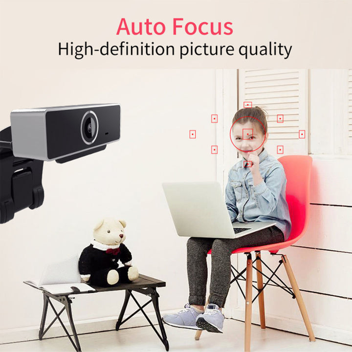 FHD 1080P USB Webcam Auto Focus Stereo Microphone 60 Degree Widescreen Black Image 7