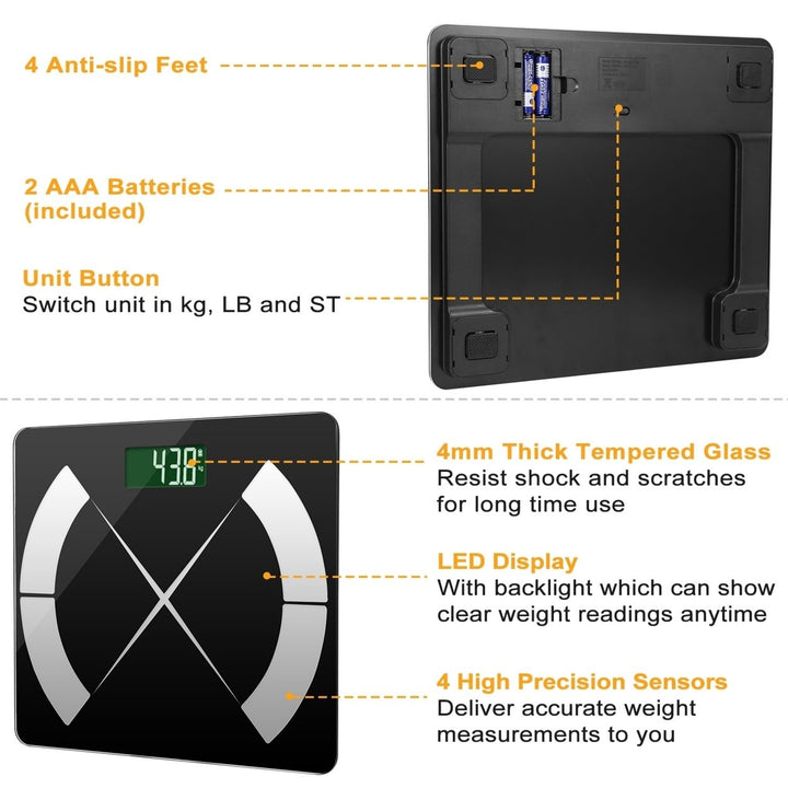 Smart Body Composition Scale Fat Monitor Digital APP Scale BMI Health Analyzer Image 3