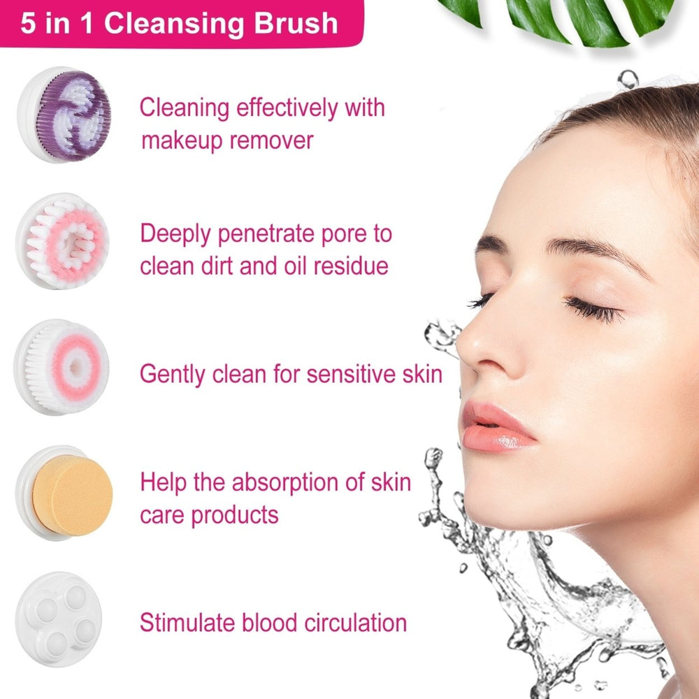 Multi - functional Electric Cleansing 5 in 1 Face Waterproof Spin Brush Image 2
