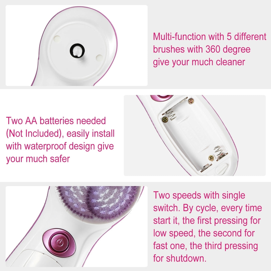 Multi - functional Electric Cleansing 5 in 1 Face Waterproof Spin Brush Image 3
