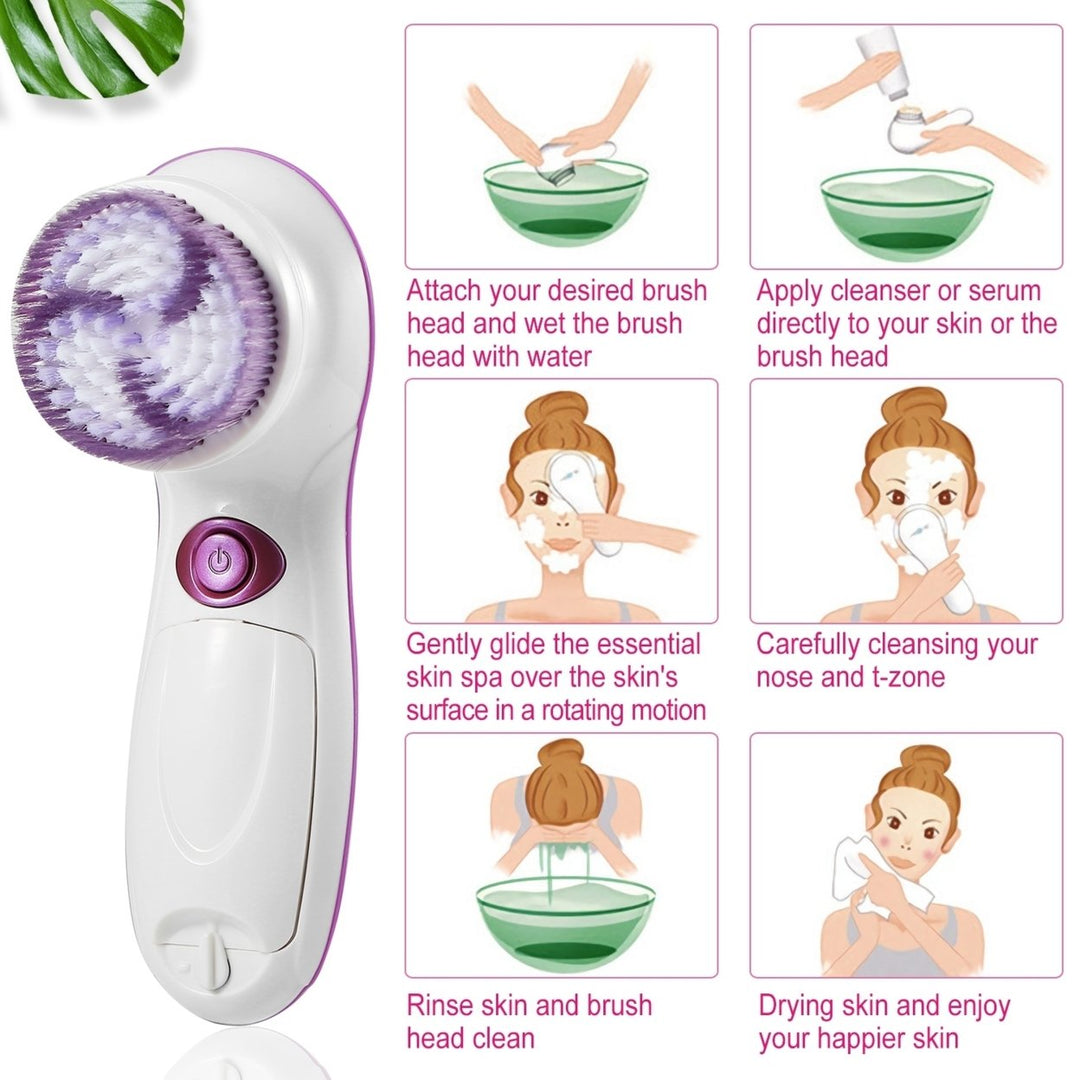 Multi - functional Electric Cleansing 5 in 1 Face Waterproof Spin Brush Image 4