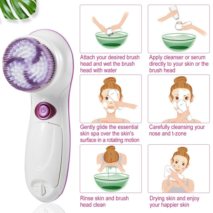 Multi - functional Electric Cleansing 5 in 1 Face Waterproof Spin Brush Image 4