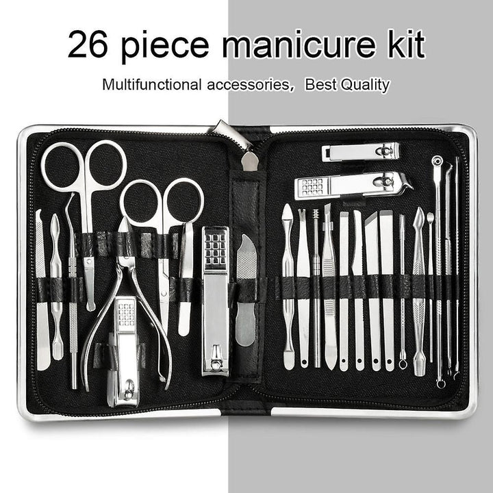 26pcs Nail Clippers Manicure Pedicure Set Nail Cutter Scissors Cuticle Nipper Nail Tools Image 2