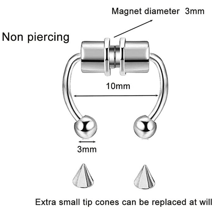 3 Pack Fake Nose Ring Hoop Magnetic Horseshoe Ring Stainless Stee Non-pierced Septum Rings Image 2