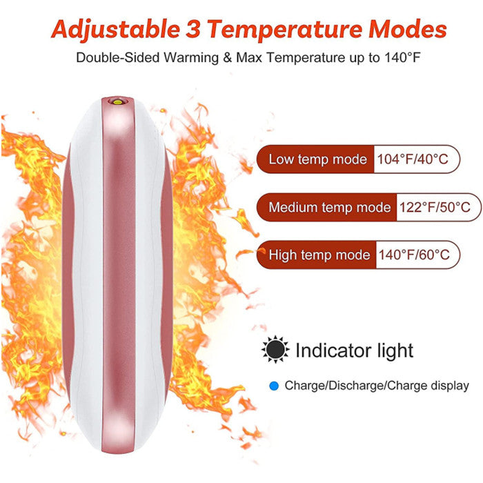 3 In 1 Electric Hand Warmer Power Bank Rechargeable Pocket Heater Led Flashlight Image 2