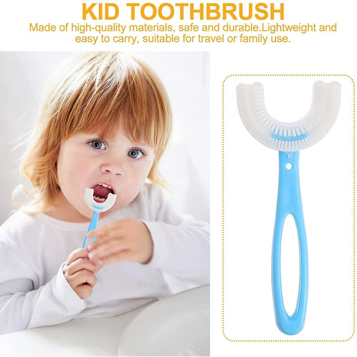 2pcs Kids U Shaped Toothbrush 360 Degree Children Toothbrush Silicone Brush Head Oral Cleaning Image 7