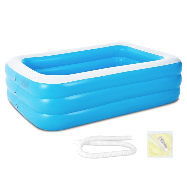 Inflatable Swimming Pool Blue Family Play Center 103in Durable PVC 5-7 Kids Image 1