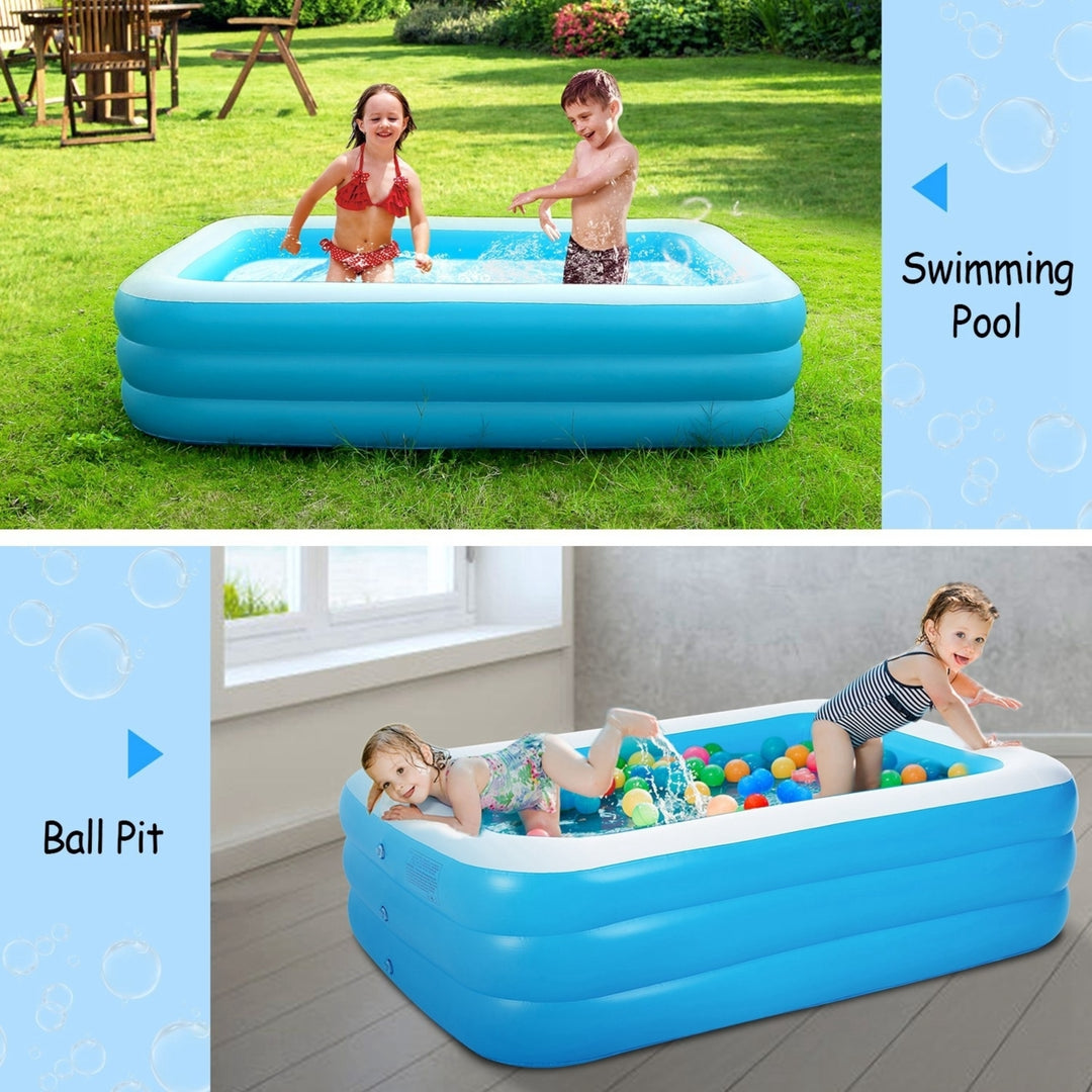 Inflatable Swimming Pool Blue Family Play Center 103in Durable PVC 5-7 Kids Image 8