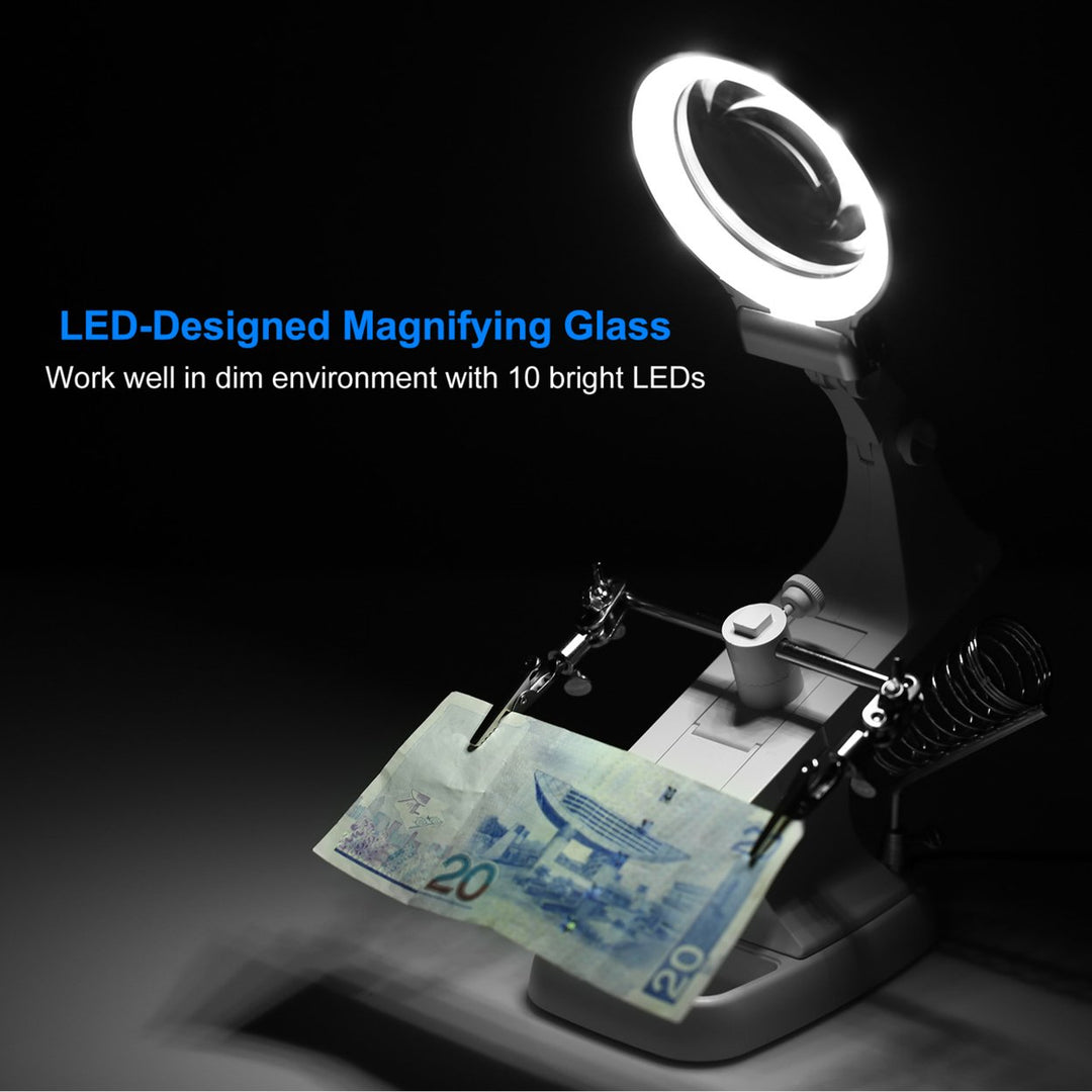 LED Light Helping Hands Magnifying Glass Image 4