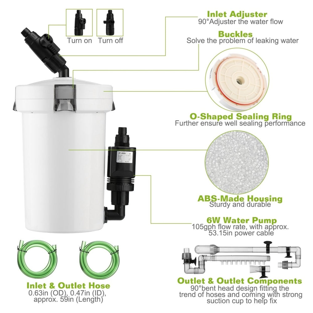 3-Stage Canister Filter 28 Gallon Aquarium Freshwater Seawater Pump Kit Image 2