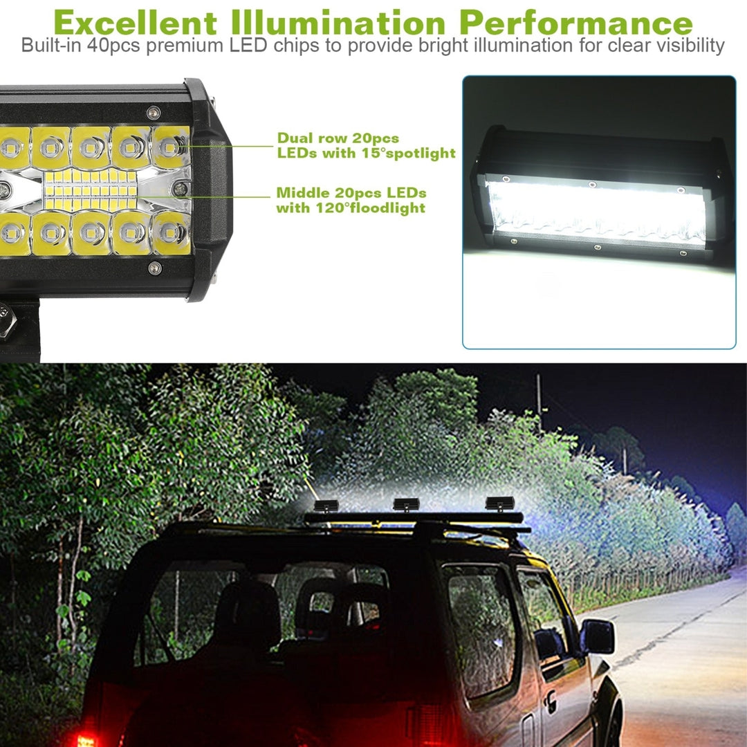 7in LED Light Bar 120W 12000LM Waterproof Offroad Driving Lights Black Aluminum Image 3