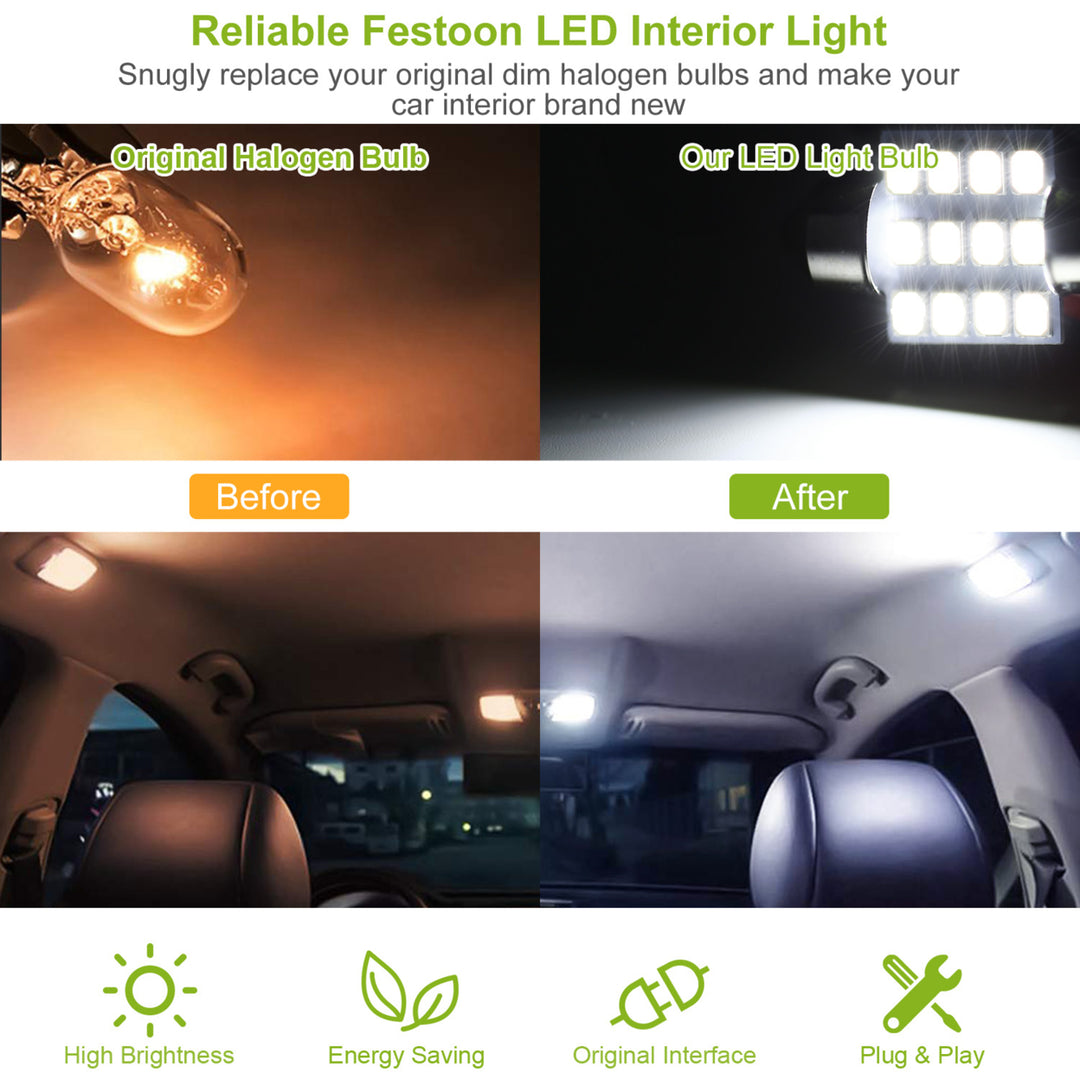 13Pcs T10 31mm Festoon LED Light Bulb Interior Dome Map LED Lights License Plate Image 3