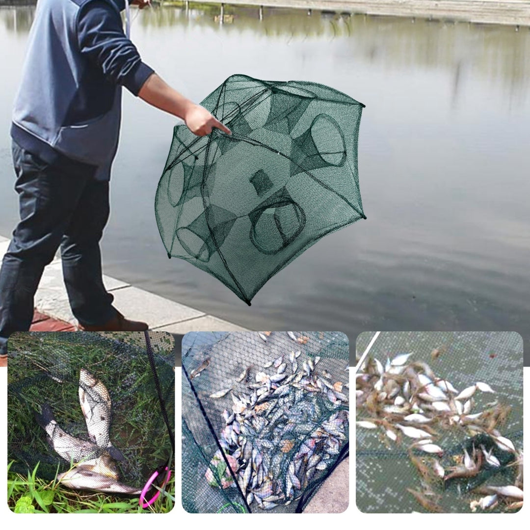 Portable Fishing Bait Trap Net 33x33in Foldable Nylon Shrimp Crab Minnow Trap Image 4