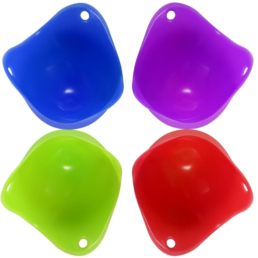 4 Pack Egg Poachers Silicone Egg Poaching Cups BPA Free Non-Stick Poached Egg Maker Image 1