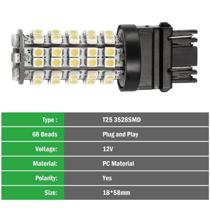 10Pcs T25 LED Car Light Bulbs 6000K Pure White 760lm 68 SMD Replacement Bulbs Image 4