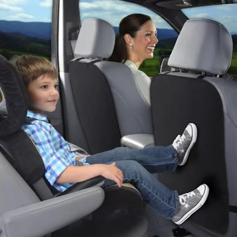 2pcs Kids Kick Mat Black Car Seat Back Protector Dirty Mud Pad Image 1