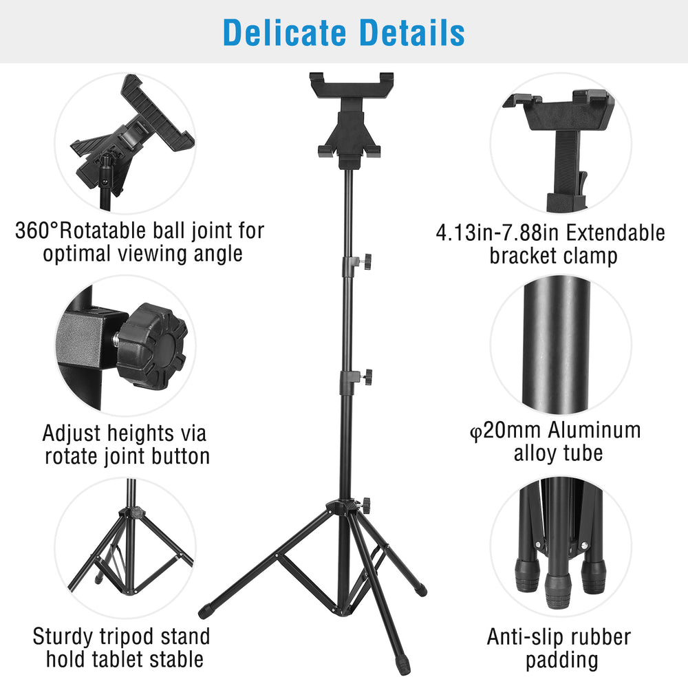 Tablet Mount 360 Degree Rotating Tablet Holder 59in Adjustable Tablet Tripod Stand Image 2