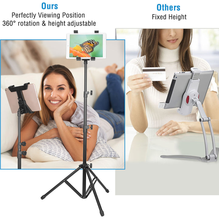 Tablet Mount 360 Degree Rotating Tablet Holder 59in Adjustable Tablet Tripod Stand Image 7