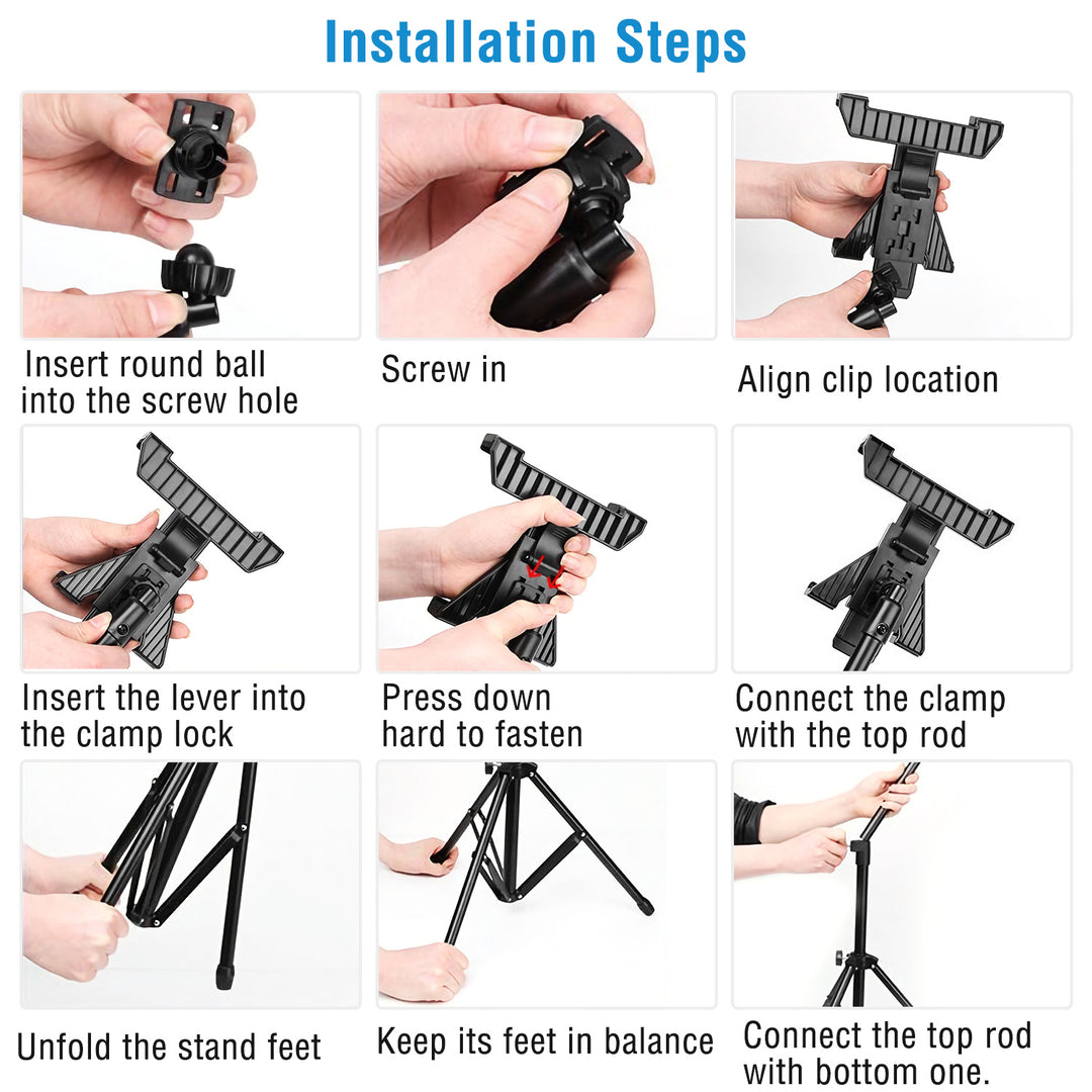 Tablet Mount 360 Degree Rotating Tablet Holder 59in Adjustable Tablet Tripod Stand Image 8