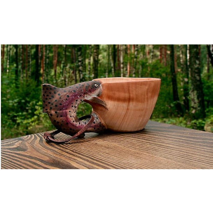 Hand Carved Wooden Mug Animals Head Image Cup For Travelers Outdoor Camping Image 7