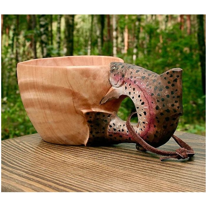 Hand Carved Wooden Mug Animals Head Image Cup For Travelers Outdoor Camping Image 6