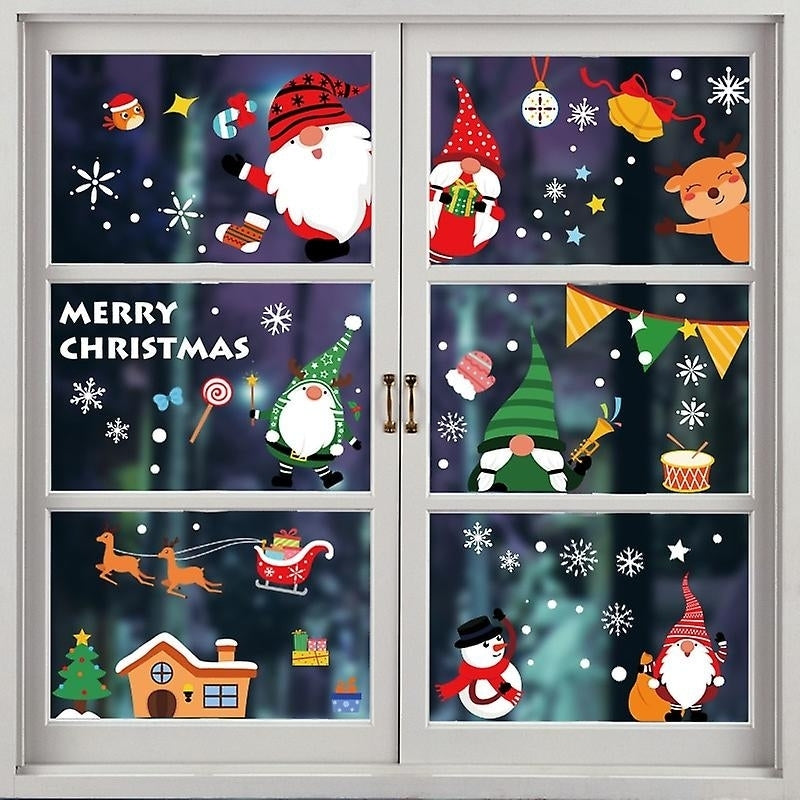 Christmas Window Stickers Set Snowflake Elk Electrostatic Clings Door Window Decoration Image 1