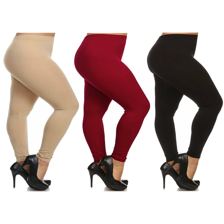 3-Pack: Plus Size Women's Casual Ultra-Soft Workout Yoga Leggings Image 4