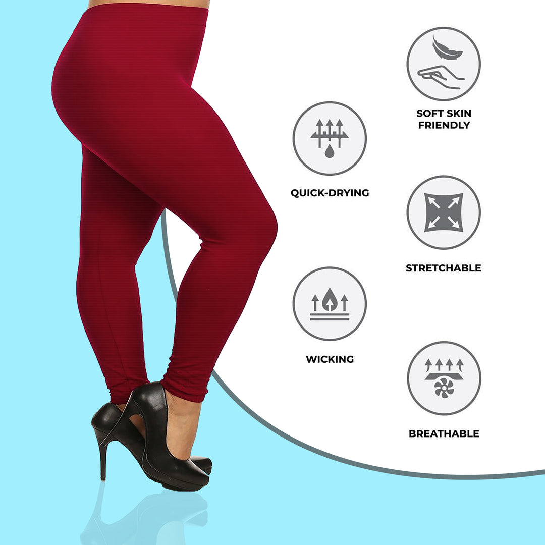 2-Pack: Plus Size Women's Ultra-Soft High Waisted Capri Leggings Image 3