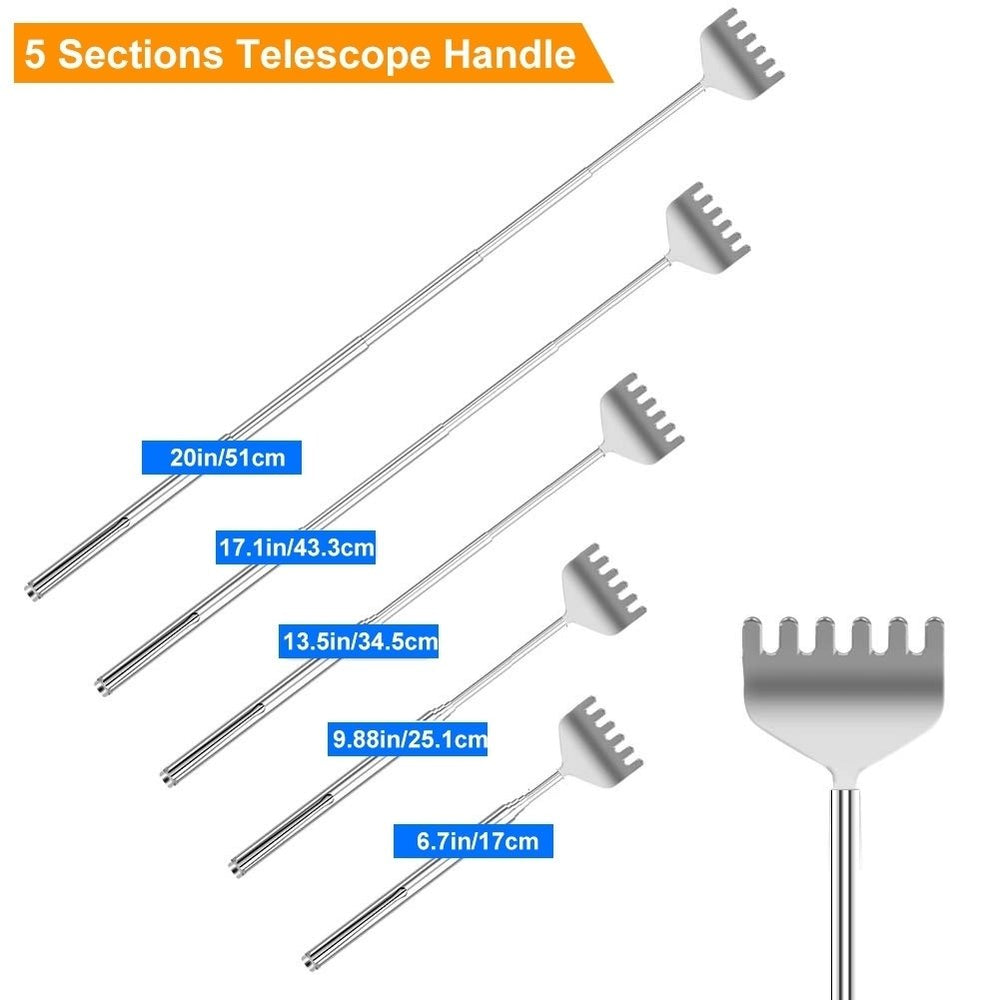 3pcs 20in Telescopic Back Scratcher Stainless Steel Extendable Bear Eagle Claw Massager Image 2