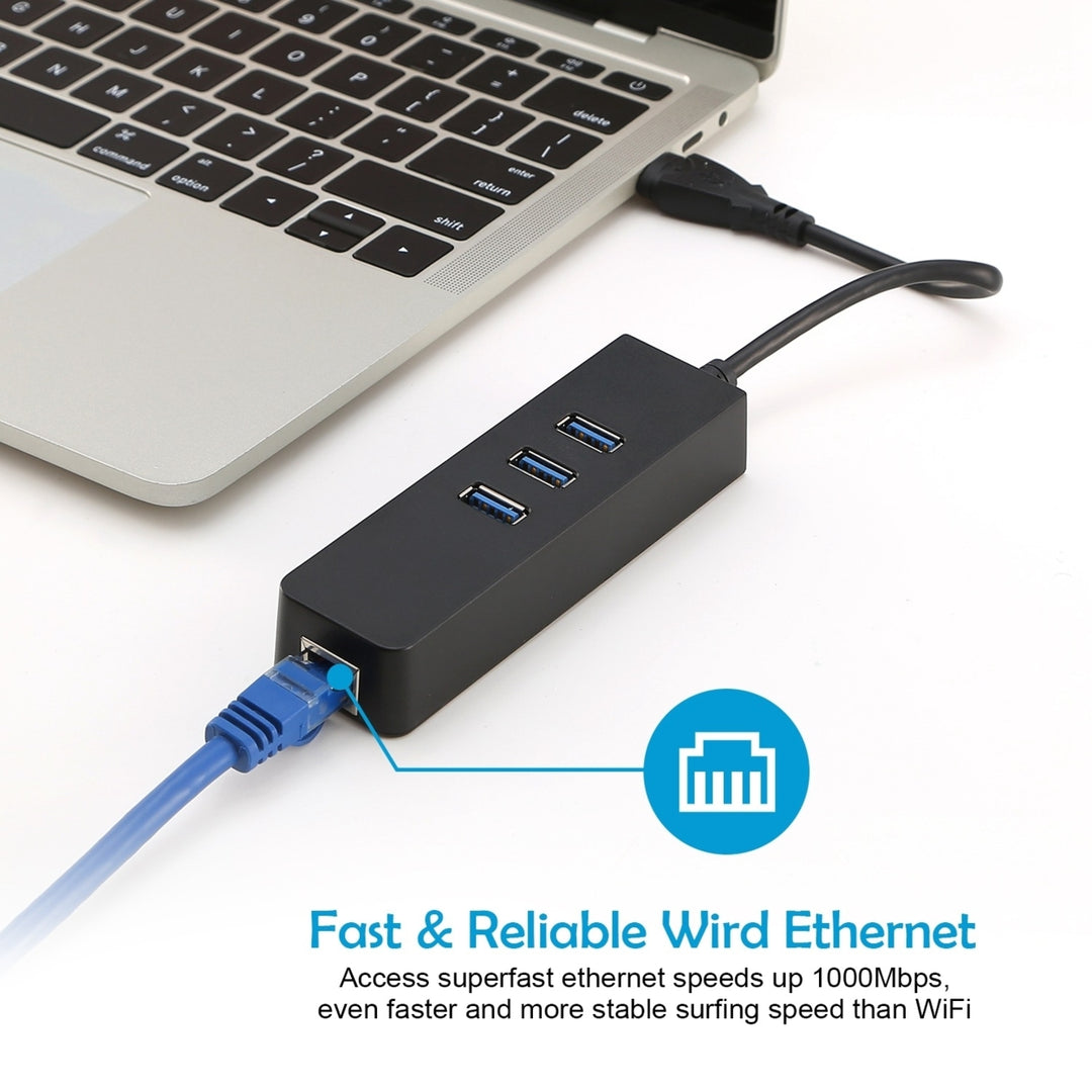 3 Ports USB 3.0 Hub Gigabit Ethernet Adapter Coverter Image 3
