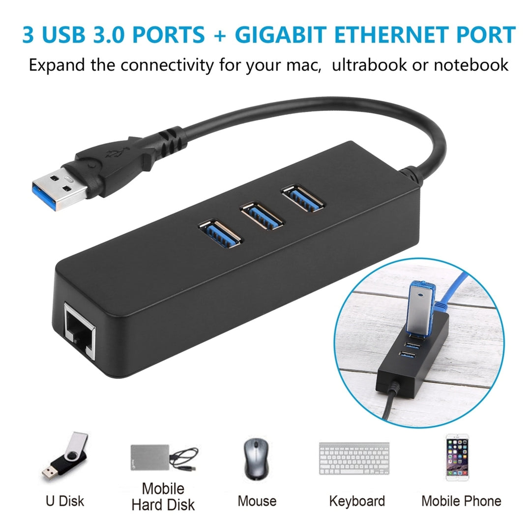 3 Ports USB 3.0 Hub Gigabit Ethernet Adapter Coverter Image 7