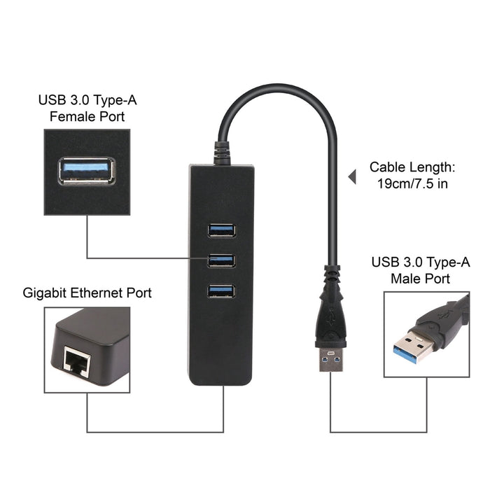 3 Ports USB 3.0 Hub Gigabit Ethernet Adapter Coverter Image 9
