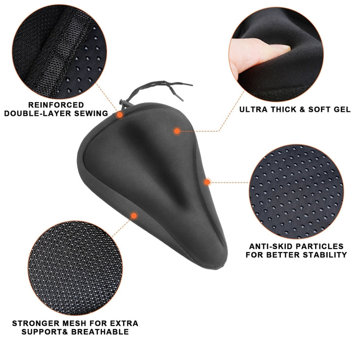 Bike Seat Cover Comfortable Anti-Slip 3D Padded Saddle Gel Cushion 11x7 in Image 3